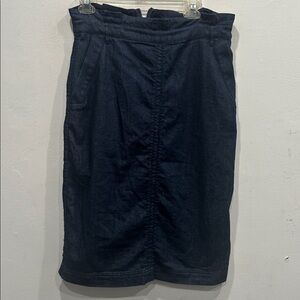 BANANA REPUBLIC paper bag waist denim pencil midi skirt pockets dark blue sz 10